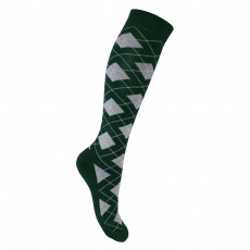 Mark Todd Women's Argyle & Stripe Twin Pack Long Socks (Green & Grey)