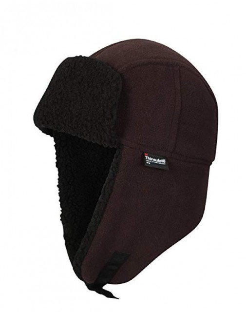 Waterproof Mens Fleece Lined Waterproof Trapper Hat (Brown)