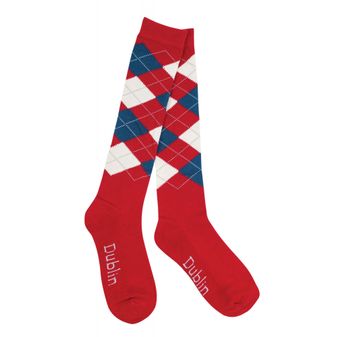 Dublin Adults Argyle Socks (Red/Navy/White)