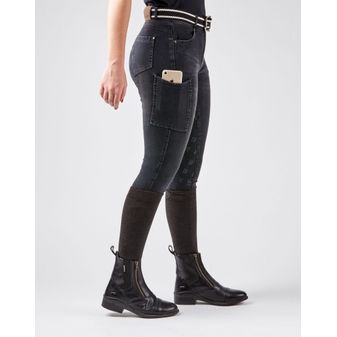 Dublin Ladies Shona Full Grip Silicone Print Denim Breeches (Ash)