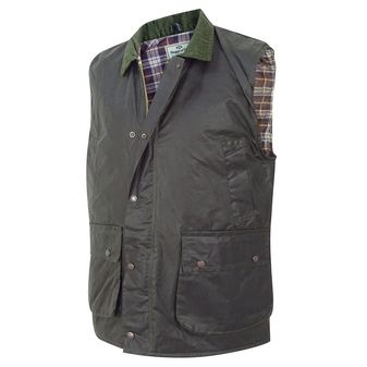 Hoggs of Fife Men's Padded Waxed Waistcoat (Olive)