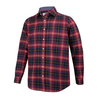 Hoggs of Fife Men's Pitmedden Long Sleeve Flannel Check Shirt (Rust Check)