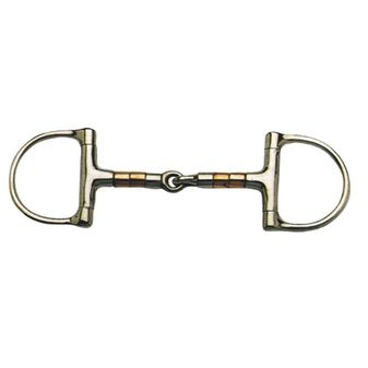 Korsteel Stainless Steel Copper &amp; Steel Rollers Jointed Dee Ring Snaffle Bit