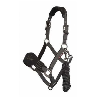 LeMieux Vogue Fleece Headcollar &amp; Leadrope (Black/Grey)