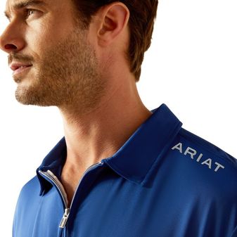 Ariat Mens Bandera 1/4 Zip Polo (Sodalite Bluet) alternative