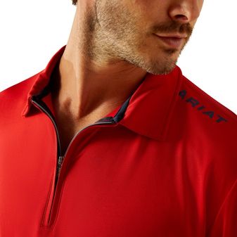 Ariat Mens Bandera 1/4 Zip Polo (Weg Red) alternative