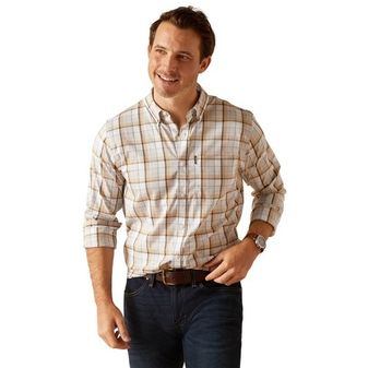 Ariat Mens Napa Long Sleeved Shirt (Tan/Blue Check)