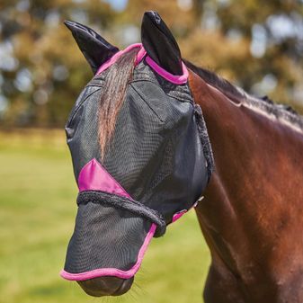 Weatherbeeta Comfitec Deluxe Durable Mesh Mask With Ears &amp; Nose (Black/Purple)