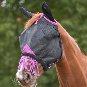 Weatherbeeta Comfitec Deluxe Durable Mesh Mask With Ears &amp; Tassels (Black/Purple)