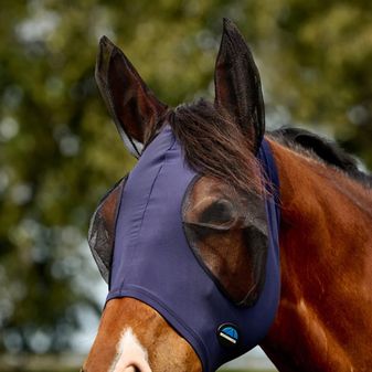 Weatherbeeta ComFiTec Deluxe Stretch Fly Mask With Ears (Navy/Black)