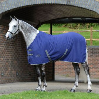 Weatherbeeta Cotton Show Sheet With Surcingles II - Standard Neck (Dark Blue/Grey/White) alternative