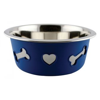 Weatherbeeta Non-Slip Stainless Steel Silicone Bone Pet Bowl (Blue)