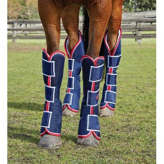 Weatherbeeta Wide Tab Long Travel Boots (Navy/Red/White) alternative