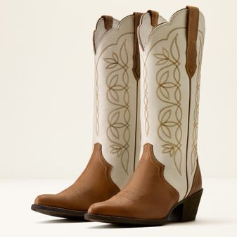 Ariat Womens Heritage Blossom J Toe (Wheat Brown/Buttercream) alternative