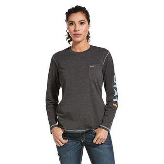 Ariat Womens Rebar Workman Logo T-Shirt (Charcoal Heather)