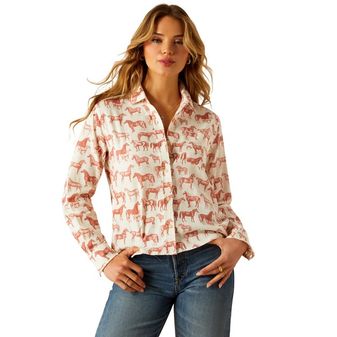 Ariat Womens Rudford Shirt (Blushing Horse)