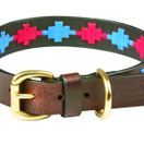 Weatherbeeta Polo Leather Dog Collar (Beaufort Brown/Pink/Blue) additional 1