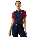 Ariat Womens Taryn Short Sleeve Polo (Team Navy/Red) additional 1
