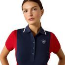 Ariat Womens Taryn Short Sleeve Polo (Team Navy/Red) additional 4