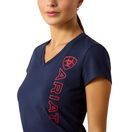 Ariat Womens Vertical Logo Short Sleeve T Shirt (Team Navy/Red) additional 4