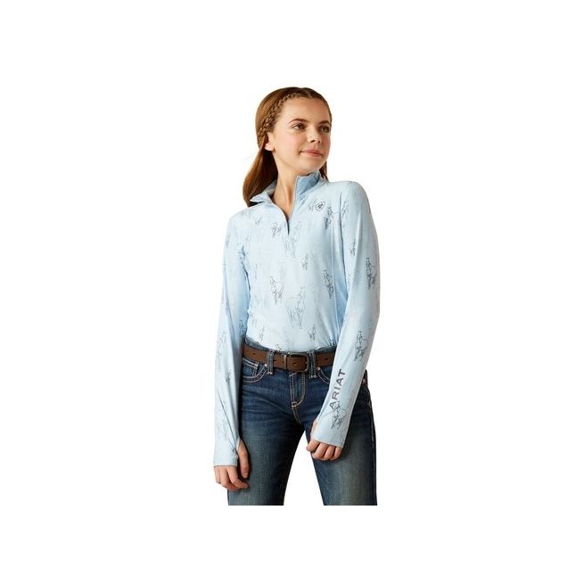 Ariat Youth Lowell 3.0 1/4 Zip Long Sleeve Baselayer (Sketch Horse)