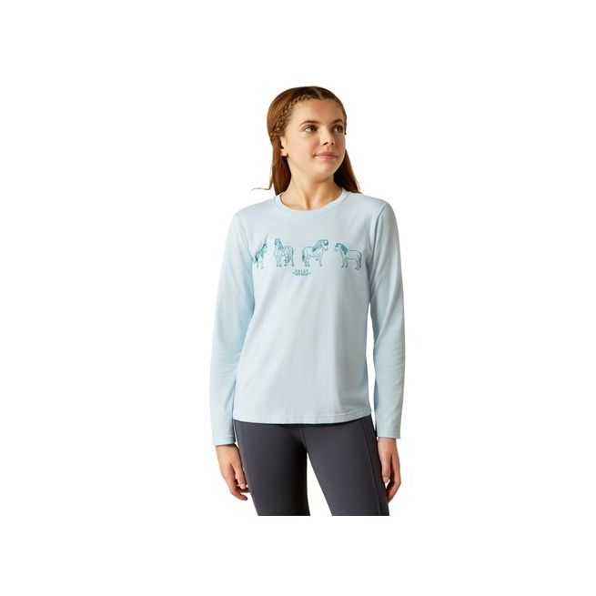 Ariat Youth Pony Squad Long Sleeve T-Shirt (Cerulean Heather)