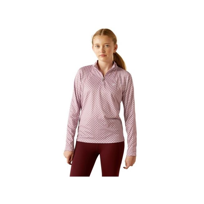 Ariat Youth Sunstopper 3.0 1/4 Zip Baselayer (Lavender Mist Tile)