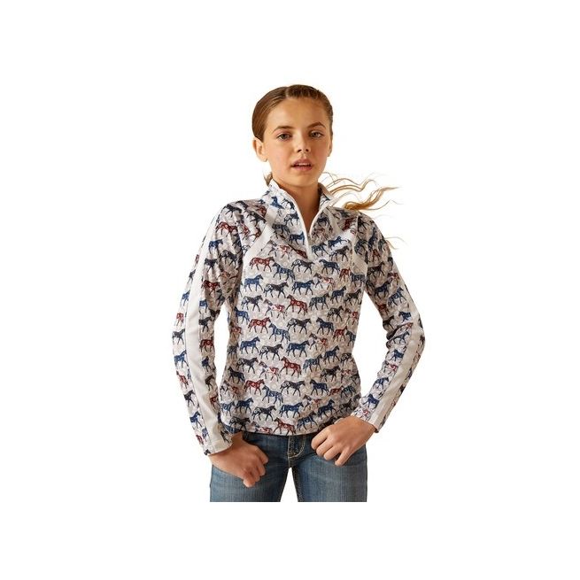 Ariat Youth Sunstopper 3.0 Long Sleeve Base Layer (Painted Ponies)