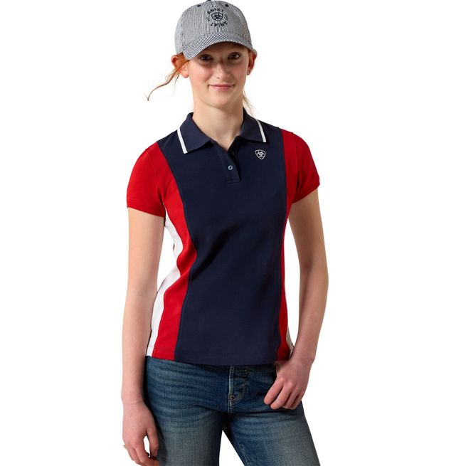 Ariat Youth Taryn Short Sleeve Polo (Team Navy/Red)