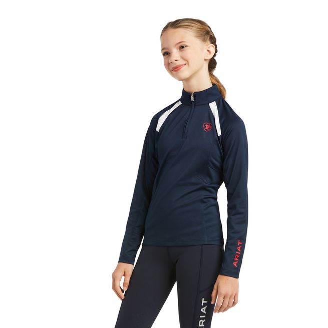 Ariat Youth's Sunstopper 2.0 1/4 Zip Baselayer (Team Navy)