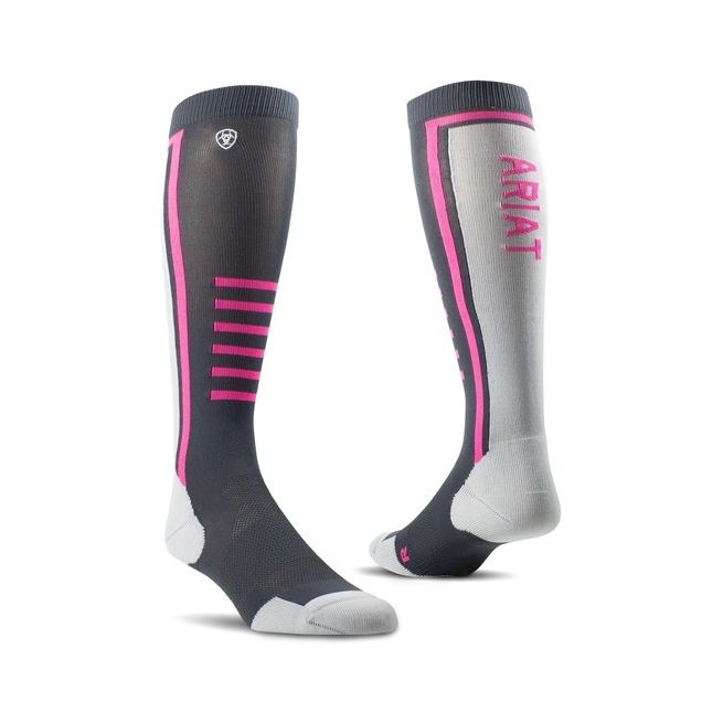 AriatTek Slimline Performance Socks (Ebony/Knockout Pink)