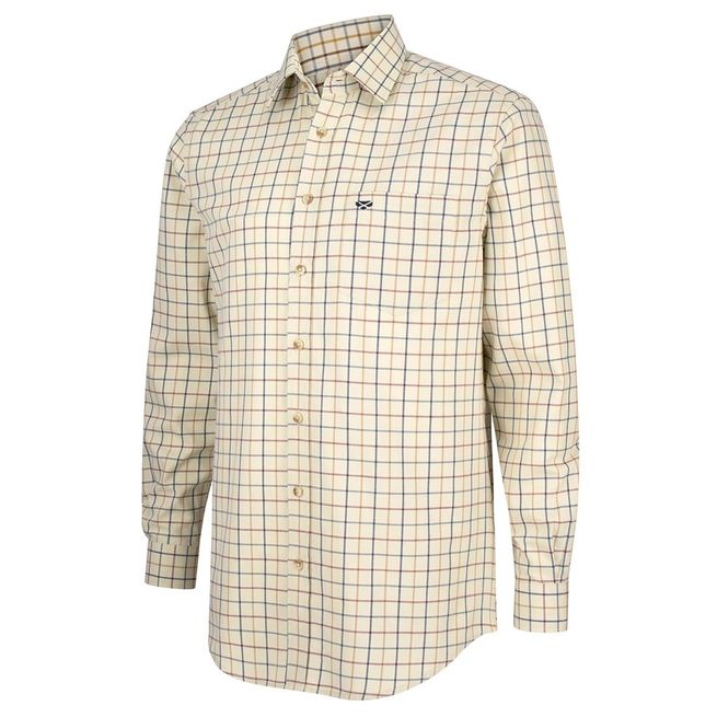 Hoggs of Fife Men's Ambassador Premier Tattersall Shirt (Ivory/Navy)
