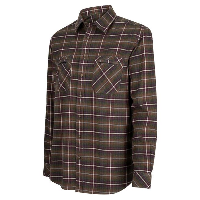 Hoggs of Fife Men's Countrysport Luxury Hunting Shirt (Olive/Wine)