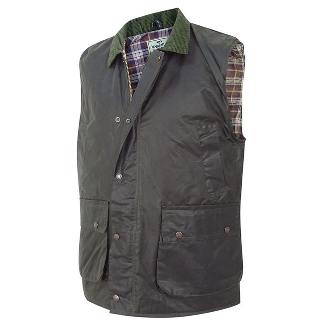 Hoggs of Fife Men's Padded Waxed Waistcoat (Olive)