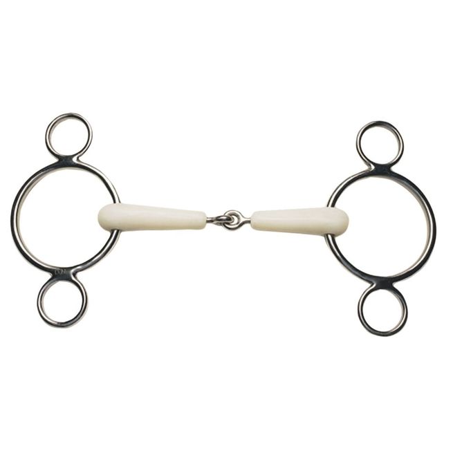 Korsteel Flexi Jointed 2 Ring Dutch Gag Bit (Ivory)