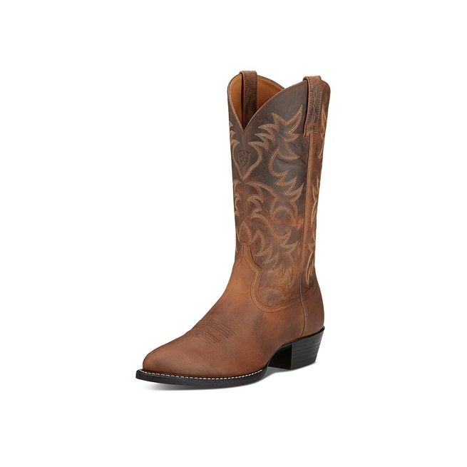 Ariat Men's Heritage R Toe Western Boot (Distressed Brown)