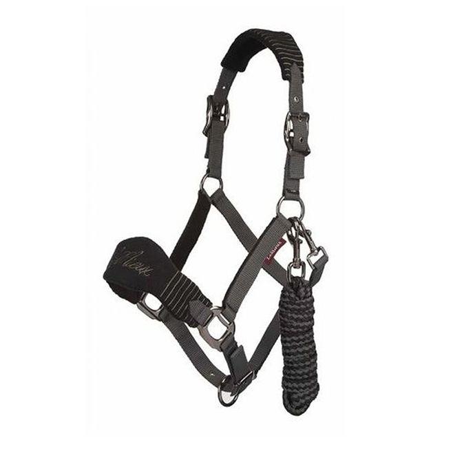 LeMieux Vogue Fleece Headcollar &amp; Leadrope (Black/Grey)