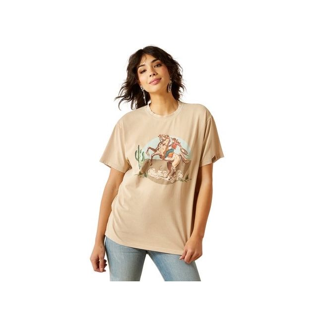 *OUTLET* Ariat Women's Ride On T-Shirt (Oyster Grey Mineral Wash)
