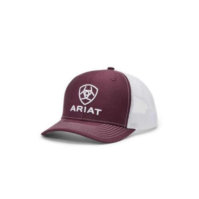 Ariat Men's Stacked Logo Cap (Burgundy/White)