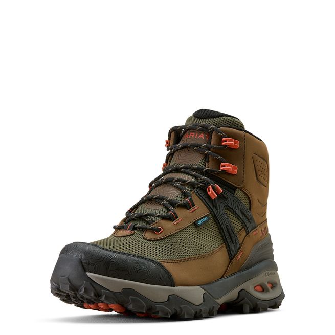 Ariat Men's Traverse Mid H2O Boot (Brown Bark/Evergreen)
