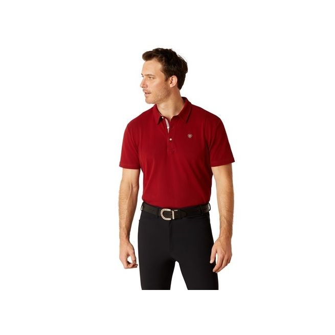 Ariat Mens Medal Short Sleeve Polo (Sun-Dried Tomato)