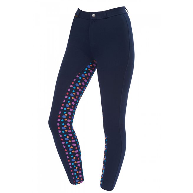 Saxon Warm Up Cotton Euro Seat Jodhpurs II (Navy/Navy Spot Print)