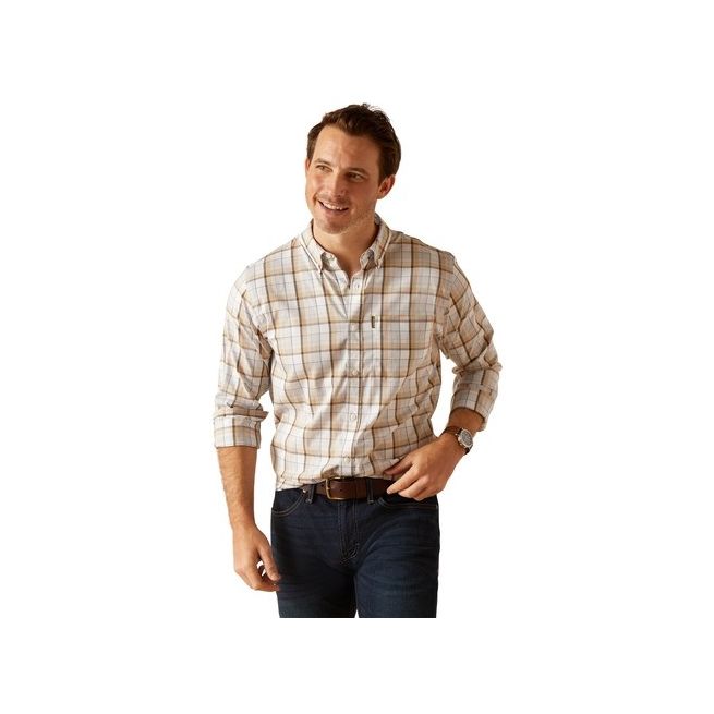 Ariat Mens Napa Long Sleeved Shirt (Tan/Blue Check)