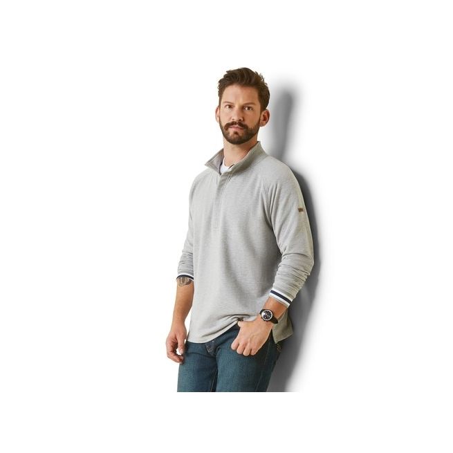 Ariat Mens Portola 1/2 Zip Sweatshirt (Heather Grey)