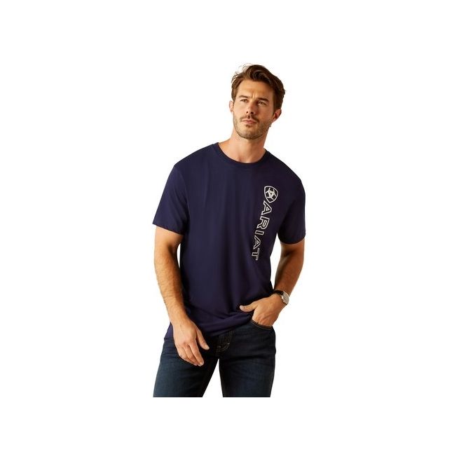 Ariat Mens Vertical Logo T-Shirt (Classic Blue/White)