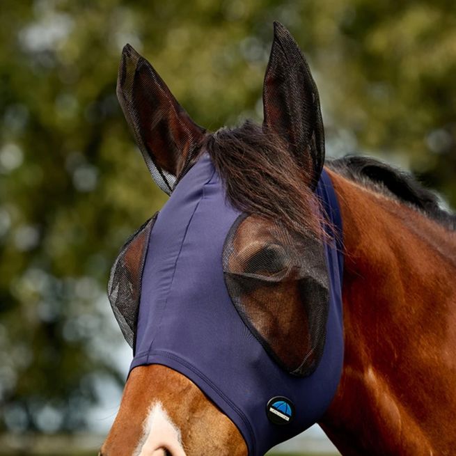 Weatherbeeta ComFiTec Deluxe Stretch Fly Mask With Ears (Navy/Black)