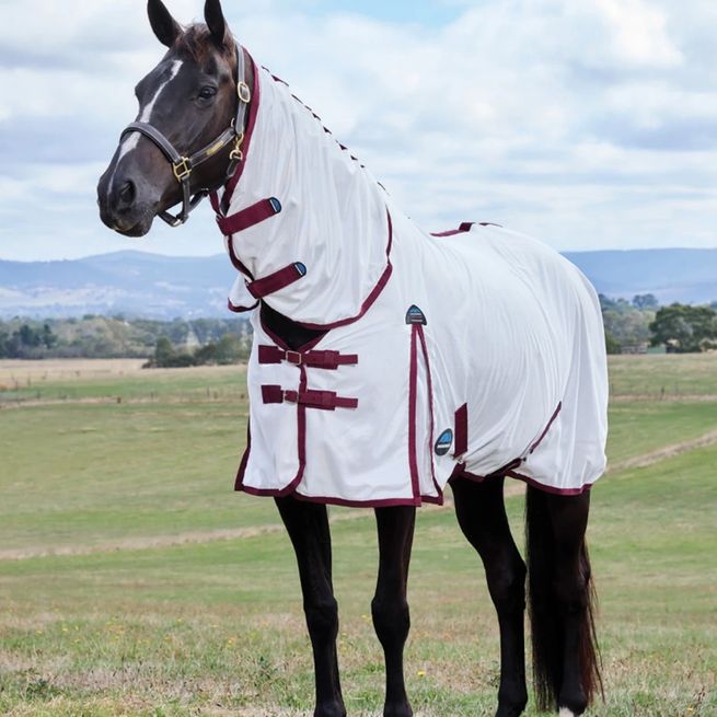 Weatherbeeta ComFiTec Essential Fly Sheet Combo (White/Burgundy)