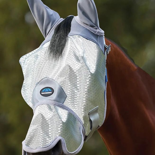 Weatherbeeta ComFiTec Hexi Shield Fly Mask With Ears &amp; Nose (Silver)