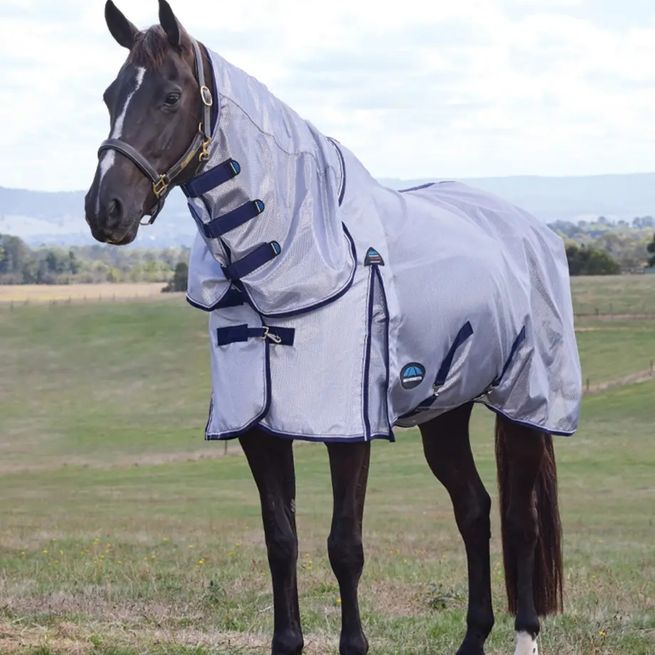 Weatherbeeta ComFiTec Hexi Shield Fly Sheet Combo Neck (Silver/Navy/White)