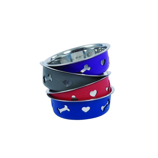 Weatherbeeta Non-Slip Stainless Steel Silicone Bone Pet Bowl (Dark Grey)